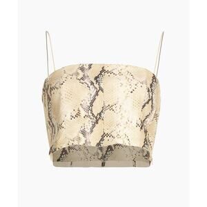 Helmut Lang Python Snake-Embossed Leather Crop Top Beige Color Style N10HW506